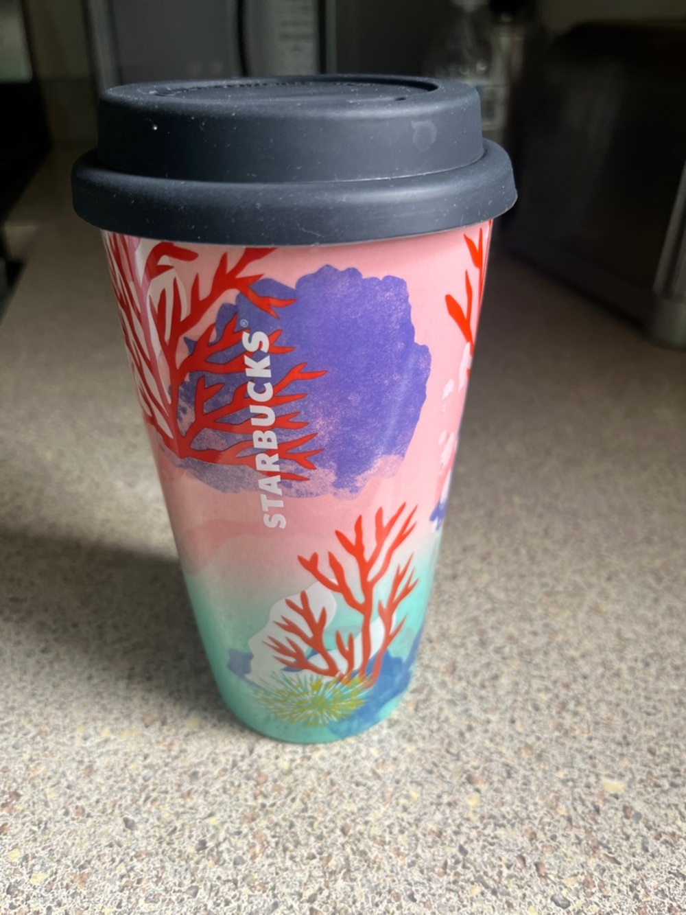 Starbucks 2021 Coral Reef Sea Ocean 12 oz Ceramic Tumbler Cup with Lid